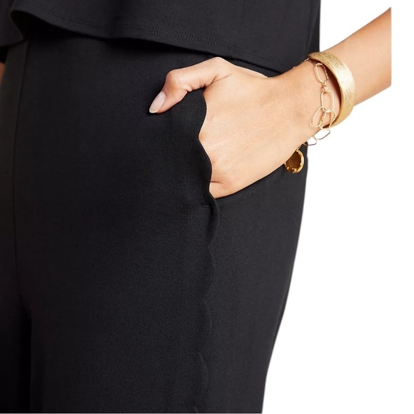 Anthropologie Freya Scalloped Knit Jumpsuit Black Size 2 - Picture 2 of 13